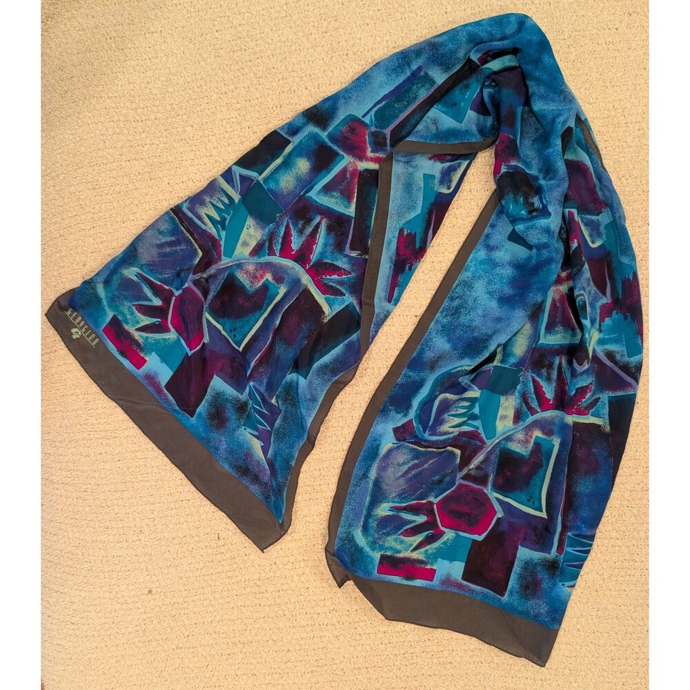 Georgiou Silk Scarf • 54x15 • Abstract Art Print • Made in Japan